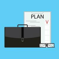Writing business plan. Business strategy model, vector strategic planning illustration