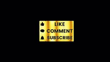 Loop of Like Comment Subscribe text with golden shine nameplate video