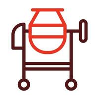 Concrete Mixer Thick Line Two Color Icons For Personal And Commercial Use. vector
