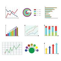 Set of template color chart and graphic. Infochart mockup color, vector illustration