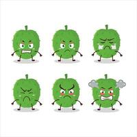 Soursop cartoon character with various angry expressions vector