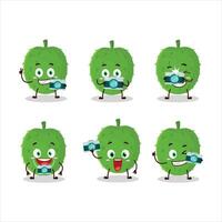 Photographer profession emoticon with soursop cartoon character vector