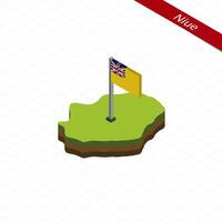 Niue Isometric map and flag. Vector Illustration.