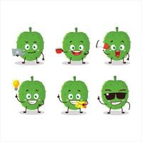 Soursop cartoon character with various types of business emoticons vector