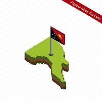 Papua New Guinea Isometric map and flag. Vector Illustration.