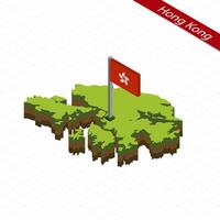 Hong Kong Isometric map and flag. Vector Illustration.