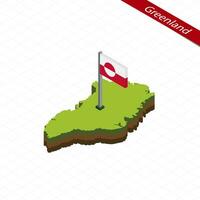 Greenland Isometric map and flag. Vector Illustration.