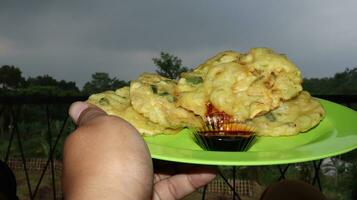 Tempe Mendoan is a traditional food made from tempeh photo