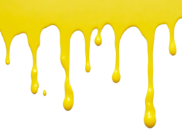 Yellow paint drips border isolated on a transparent background. AI Generative png