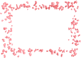 Pink hearts frame on transparent background, PNG. Border with copy space in the middle. Valentine's Day, Mother's or Woman's Day. Love symbol. Empty space for your text. Its a girl backdrop. 3D. png