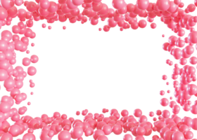 Pink balloons on transparent background. Vibrant foreground, PNG. Frame, border with copy space in the middle. Cut out graphic design elements. Happy birthday party. Its a girl backdrop. 3D. png