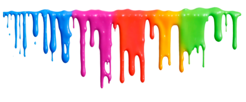 Multicolored paint dripping border isolated on transparent background. AI Generative png