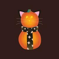 Víspera de Todos los Santos calabazas, otoño día festivo. un calabaza con un tallado sonrisa. calabaza gato. vector