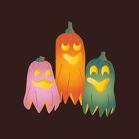 Halloween pumpkins, autumn holiday. A pumpkin with a carved smile. Ghost pumpkin. vector