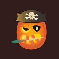 Halloween pumpkins, autumn holiday. Pirate pumpkin with a carved smile. vector