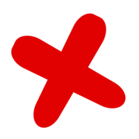 Red Cross Checkmark isolated on a Transparent Background png