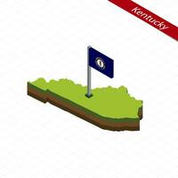 Kentucky Isometric map and flag. Vector Illustration.