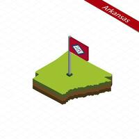 Arkansas Isometric map and flag. Vector Illustration.