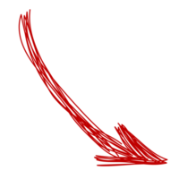 Red Scribble Had Drawn Arrow isolated on a Transparent Background png