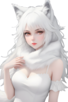 White Fox Demon on Transparent Background By Ai Generator png