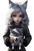 White Fox Demon on Transparent Background By Ai Generator png