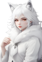 White Fox Demon on Transparent Background By Ai Generator png