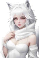 White Fox Demon on Transparent Background By Ai Generator png