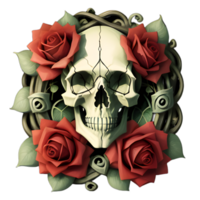 Schädel, Blumen und Reben auf ein transparent Hintergrund durch ai Generator png