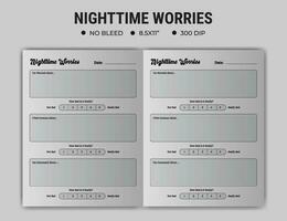 Worry Analysis Journal Logbook Or Notebook Kdp Planner vector
