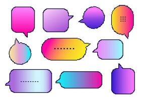 Pixelated colored speech bubble. Geometric text pixel dialog boxes. vector