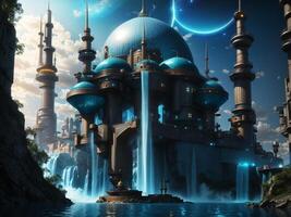 Beautiful future Mosque illustration photo