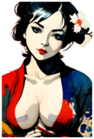 asiatique fille illustration transparent Contexte ai génératif png