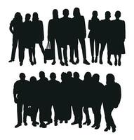 Image of crowd silhouette, group of people. Workers, audience, crowded, corporate, working, teamwork vector