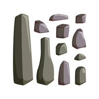 Mountain rocks with boulders. Set of granite and other solid stones for rocky landscape. Vector illustration