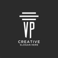 VP initials with simple pillar logo design, creative legal firm logo vector
