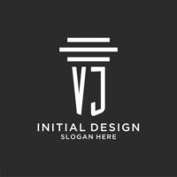 vj iniciales con sencillo pilar logo diseño, creativo legal firma logo vector