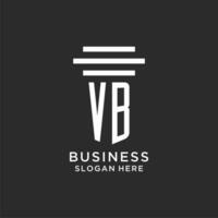 VB initials with simple pillar logo design, creative legal firm logo vector