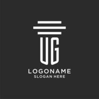 UG initials with simple pillar logo design, creative legal firm logo vector