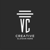 VC initials with simple pillar logo design, creative legal firm logo vector