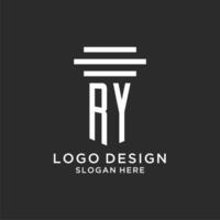 ry iniciales con sencillo pilar logo diseño, creativo legal firma logo vector