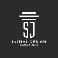 SJ initials with simple pillar logo design, creative legal firm logo vector