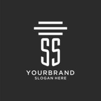 SS initials with simple pillar logo design, creative legal firm logo vector