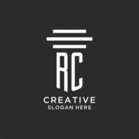 rc iniciales con sencillo pilar logo diseño, creativo legal firma logo vector