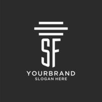 SF initials with simple pillar logo design, creative legal firm logo vector
