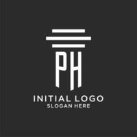 PH initials with simple pillar logo design, creative legal firm logo vector