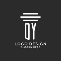 OY initials with simple pillar logo design, creative legal firm logo vector