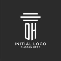 OH initials with simple pillar logo design, creative legal firm logo vector
