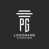 PG initials with simple pillar logo design, creative legal firm logo vector