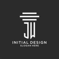 JW initials with simple pillar logo design, creative legal firm logo vector