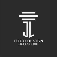 JL initials with simple pillar logo design, creative legal firm logo vector